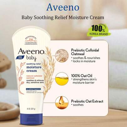 Aveeno 227克/8.01盎司婴儿舒缓保湿霜，乳液质地，柔滑易涂抹，轻盈不油腻，深层补水，缓解干燥，适合婴幼儿肌肤，韩国化妆品