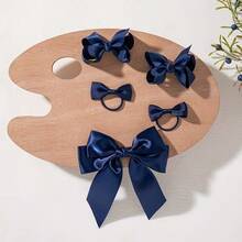 bilicaca 49pcs Navy Blue Hair Accessories Set, Handmade Headband, Hair Clips, Hair Ties, Ponytail Hair Bands Combination, Back To School Hair Accessories - Navy Blue - View 7