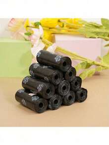 1 Pack (1/5/10 Rolls) Pet Cat Litter Bags, 15 Bags Per Roll, Solid Color Printed Pet Cat Litter Bags, Cleaning Cat Litter Bags, Portable Dog Walking Cat Litter Bags