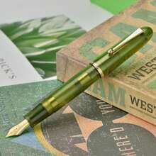 Jinhao 9019 DaDao Series Fountain Pen, Size 8 Fine Cardiogram Nib With Large Ink Converter, Transparent Olive Green Acrylic Design Smooth Writing Pen (Gold Trim) - MàuF - Xem 8