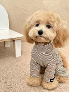 1pc Cute Striped Design Pet Hoodie - Comfortable Pullover For Small Dogs, Soft & Durable Fabric, Fashionable Pet Clothing For All Seasons, Funny Pet Apparel, Cozy Pet Sleepwear