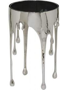 Deco 79 - Mesa Auxiliar de Metal de Aluminio con diseño de fusión y Parte Superior de Vidrio sombreado, Mesa Auxiliar de 16 x 16 x 25 Pulgadas, Color Plateado - plata - Ver 10