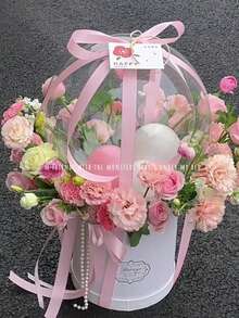 1pc Valentine's Day Flower Gift Box, Portable Round Flower Tube, Hug Bucket, Mini Flower Bucket, Gift Box - Multicolor - View 5