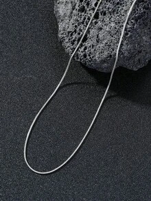 1pc Minimalist Stainless Steel Snake Chain Necklace, Unisex Casual/Daily Wear, Hip-Hop Minimalist Stainless Steel Snake Chain Necklace, Suitable For Both Men And Women. - Multicolor - View 2