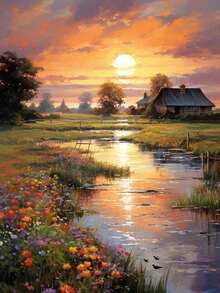 16x20英寸成人及初学者数码油画套装 - DIY丙烯颜料套装，不含画框，家居装饰艺术品，生日、父亲节、圣诞节、母亲节、情人节的完美礼物 - 薑色 - 查看 6