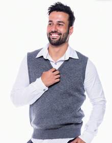 Men Sweater Vests - 深灰色 - 查看 10
