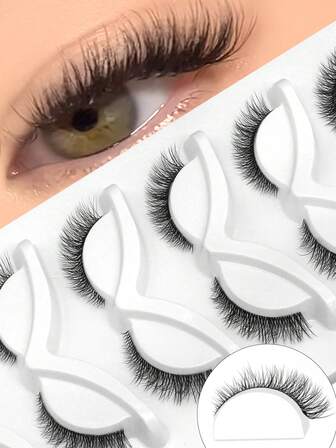 7 par rävögonfransar, genomskinliga ögonfransar, manga, konstgjorda minkfransar, naturligt utseende, lösögonfransar, spetsiga volym, fullrandiga ögonfransar, mjuka ögonfransar, sminkverktyg för vardagsbruk