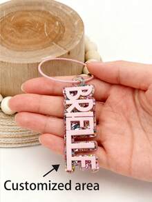 Personalized Shiny Multicolor Letter Keychain - Customized Acrylic Name Pendant With Name Tag, Pink/Yellow/Green/Blue/Purple/White/Pink Gradient - Birthday, Anniversary, Valentine's Day Gift For Women (Initial) - Style 31 - View 7