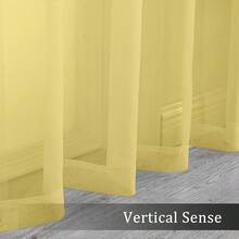 OWENIE Sheer Curtains 63 Inch Length 2 Panels Set, Ivory Sheer Cutains Short Curtains For Bedroom/Living Room, Rod Pocket Voile Fimly Sheer Drapes, 2pcs, Each 42inch W X 63inch L,42inchWx63inchL(Packof2),Yellow - 黃色 - 查看 6