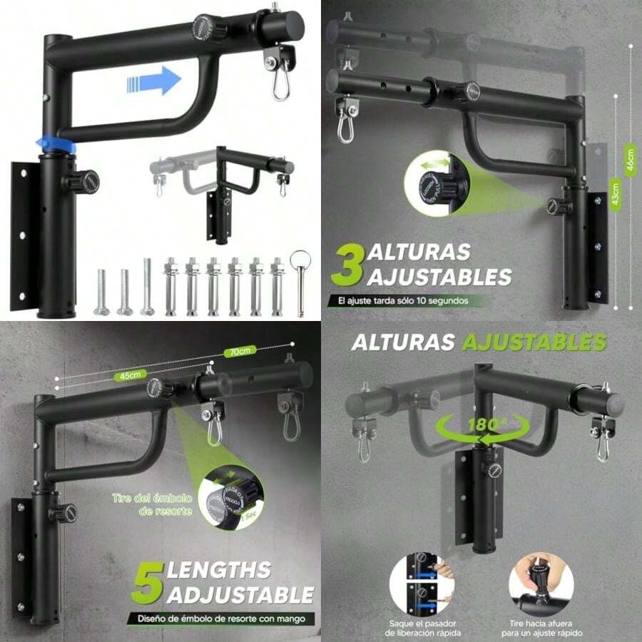 AVEDISTANTE Soporte para Costal de Boxeo, Base para Costal de Box, Ajustable en 5 Longitudes y 3 Posiciones de Altura, Soporte Saco de Arena de Boxeo con Kit Instalacion y Gancho Giro 360(default) - Multicolor - Ver 1