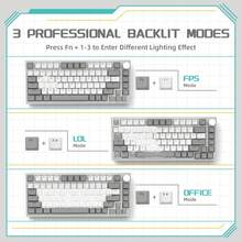 AJAZZ AK820 75% 布局有线机械游戏键盘，带音量旋钮、朝南 LED 背光、PBT 键帽、纯色背光热插拔机械键盘、符合人体工程学设计、可拆卸 USB-C 连接线，附赠拔键器 - AJAZZ 官方正品 - 查看 12