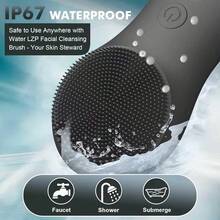 Cepillo de limpieza, exfoliador eléctrico de silicona con 6 velocidades, cepillo de limpieza recargable, cepillo de limpieza impermeable para hombres y mujeres - Negro - Ver 5