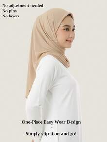一体式女童头巾 Amira 女童头巾 女童披肩 儿童头巾 速戴头巾 基督教针织帽 女童长袍 套头式穆斯林头巾 无需别针 柔软透气弹力面料 易戴伊斯兰围巾 圣诞礼物 日常佩戴 - 1PC - 查看 4
