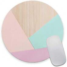 Round  Pad, Wood Pink Green Purple Splice  Pad, Washable Gaming Pads With Lycra Cloth, Non-Slip Rubber Base Computer Small  Pads For Wireless ,18Multicolorsplicing - 18Multicolorsplicing - View 1
