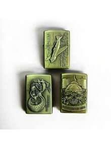 Vintage  Classic Luxury Metal Lighter, Refillable, Aged Finish - 1 件 - 查看 3
