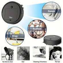 【三合一扫地机器人】集扫地和拖地功能于一体 | USB充电，适用于宠物毛发、硬地板和日常清洁