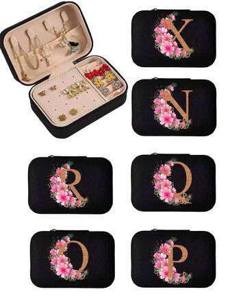 1 st ny smyckeslåda med blom- och bokstavsdesign, multifunktionell smyckesorganiseringslåda, smyckessortering och förvaring, mini smyckeskrin, smyckeskrin för skåp, halsband, örhängen, armband, ring, fransk elegant smyckeskrin, högkvalitativ precision, låsbar med flera lager, stor kapacitet, antioxidationsskydd för armband, örhängen, halsband, smyckesförvaringsfodral, bricka för smyckesskrin