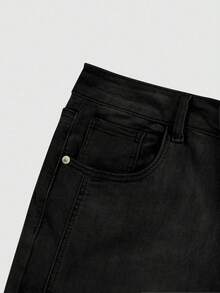 Street Style Casual Flared Jeans, Distressed Wash Finish, Flare Leg Design, Versatile All-Match Straight Leg Casual Pants With Button & Zipper, Suitable As Gift For Husband Or Boyfriend