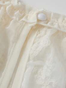 Women Vintage Lace Blouse Flowy Ruffle Solid Color Long Sleeve Tops Sheer Mesh Layered Frill Pullover Tops See Through Lantern Sleeve Ruffle Shirt - White - View 8