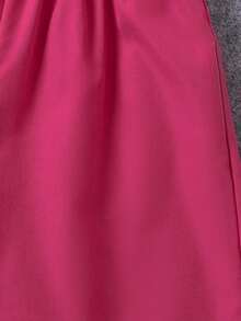 2pcs/Set Young Girls Party Outfit, Fashionable Sleeveless Top And Wide Leg Pants Set, Pleated Hem Top And Elastic Waist Pants, European Style Fuchsia Outfit For Young GirlSuitable For Spring, Summer And Autumn - Hot Pink - View 8