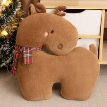 Almohada navideña de peluche con diseño de Papá Noel, muñeco de nieve, árbol de Navidad o reno. Suaves y adorables, ideales para decorar tu hogar en estas fiestas. - Blanco - Ver 1