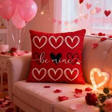 Fundas de almohada para San Valentín, románticas, con forma de corazón, camión y letra, para sofá, cama. - Burdeos - Ver 1