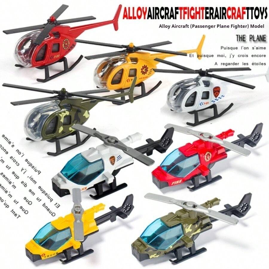 1pc Alloy Mini Airplane Model Simulation Military Helicopter Fighter Jet Toy For Boys - Stitch Toys - Travel Toys - Classroom Fidget Toys - Mini Stuff Bath Toys - Christmas Stationery Stress Ball - Birthday Gift - Christmas Gift - Christmas Eve Gift - Perfect Gift - Gift - Toys - Games
