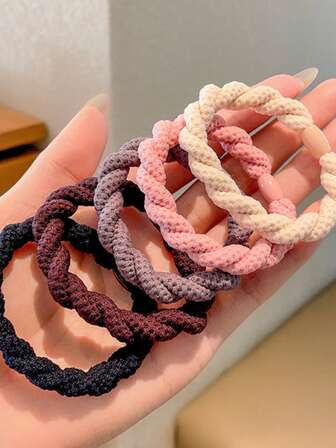A Set Of (5 Pieces) Simple Hemp Flower Hair Band Hair Rubber Band High Sense Hair Rope Hair Accessories Hair Rope Hair Ring Ponytail Hair Rope ,Elastic Hair Ties ,Hair Elastics ,Scrunchies