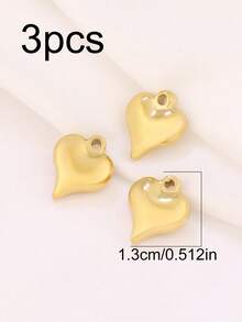 3 piezas de encantos de acero inoxidable con forma de corazón para hacer joyas DIY, hallazgos, aretes, pulseras, collares, decoración colgante - colgante - Ver 23