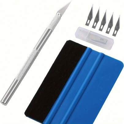 Complete Vinyl Film & Window Film Set - Pre-Cut Film, Installation Tools With Felt Squeegee And Utility Knife, For Privacy & Sun Shading, Smooth Wallpaper