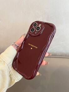 1pc New Beginnings Fashionable Personalized Christmas Burgundy Wavy Pattern Phone Case Compatible With IPhone 16/16Pro/16Plus/15/15ProMax/15Pro/11/12/13/14ProMax/11Pro/11ProMax/12Pro/12ProMax/13Pro/13ProMax/14Pro/14ProMax/17/17ProMax, Soft Shell, Creative & Elegant - Burgundy - View 4