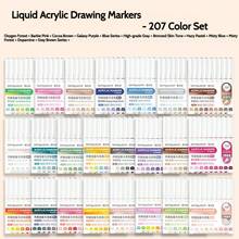 Set di 171 colori di pennarelli acrilici liquidi diretti Languo, penne riempitive con testina morbida e capacità elevata, colori macaron, grigio, marrone e colorati, adatti per studenti, pittura di personaggi dei cartoni animati, impermeabili per carta, arte fai-da-te, graffiti su pietra, vetro e ceramica, disponibili in 207 colori, idea regalo, essenziali per il ritorno a scuola, forniture per l'arte di San Valentino, set di cancelleria