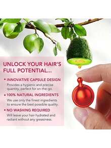 40 cápsulas de suero de tratamiento capilar, cápsulas de suero de vitaminas para el cabello, enriquecido con A C E Pro B5, aceites de macadamia marroquí y aguacate, acondicionador para mujeres y hombres, sin enjuague y para todo tipo de cabello - Rojo - Ver 4