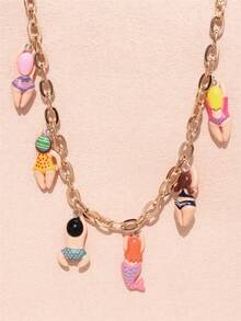 1 pieza Collar colgante de nadador de dibujos animados coloridos y divertidos, joyería personalizada Y2K para mujeres, lindo y - Multicolor - Ver 7