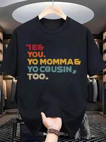Camiseta Hombre, Letras Gráficas Retro "TEG YOU" Humor Negro, Manga Corta Negra, Moda Vintage 90s, Fiestas/Uso Diario, Diseño Original Viral, Hombres/Parejas Influencer Style,ropa de hombre,parejas,envio nacional,regalo para hombre,oversize hombre. - Negro - Ver 1