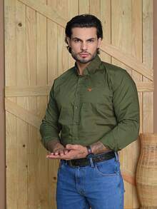 Ultra Jeans Cowboy Country Land Long Sleeve Plaid Shirt - Màu xanh lá cây đậm - Xem 3