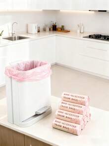 50-Pack Scented Kitchen Trash Bags , Extra Thick Leak Proof Garbage Bags With Fresh Rose Fragrance, Heavy Duty Drawstring Can Liners For Office Home Use, Tear Resistant Odor Control Waste Bags.Suitable For Bedrooms, Bathrooms, Living Rooms, Kitchens, Etc. - 珊瑚粉 - 查看 3