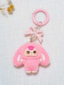 可爱卡通动物包包挂饰 - 树脂植绒（非植绒填充）DIY手机挂件，毛茸茸的耳朵和生动的表情，粉色和多种颜色可选，耐用树脂材质，适用于背包、钥匙，是送给女士和青少年的礼物（生日、情人节） - 单个挂件配饰，背包装饰，新颖设计，迷人挂件，装饰钥匙扣，青少年配饰，纪念礼物，可爱爱好者，包包挂饰，可伸缩挂绳，可爱粉丝 - 彩色 - 查看 2