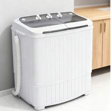 TABU 17.6 Ibs Portable Washing Machine, Compact Washer Machine, Mini Washing Machine, Twin Tub Washer And Spiner, Ideal For Dorms, Apartments, RVs, Camping Etc, White/Blue/Brown - 查看 1