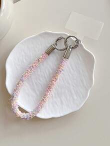 New Autumn/Winter Coral Plush Mixed Color Phone Lanyard Wrist Strap, Short Cord With Clip For CCD Camera, Student Key Chain