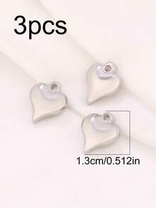 3 piezas de encantos de acero inoxidable con forma de corazón para hacer joyas DIY, hallazgos, aretes, pulseras, collares, decoración colgante - colgante - Ver 14