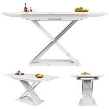 Extendable Dining Table (118-157*75cm), Kitchen/Living Room Table, Add-On Table, Extendable To 118-157cm With The Help Of An Internal Extension Leaf, Dining Table With Cross Legs - White - View 5
