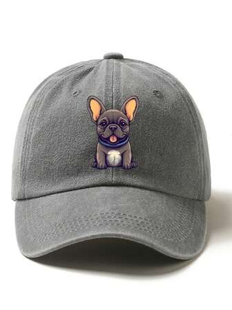 Vintage Washed French Bulldog Baseball Cap For Men - Adjustable, Washable, Casual Outdoor Sports Hat