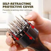 Meat Processing Stainless Steel Meat Tenderizer, Meat Tenderizer Tool Meat Tenderizer With 16 Stainless Steel Ultra Sharp Needle Blades Kitchen Gadgets For Chicken Steak Beef Meat Tenderizer (Black, 1Pcs)