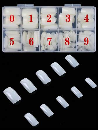 500 piezas/Caja Puntas de uñas artificiales cuadradas de cobertura completa transparentes naturales