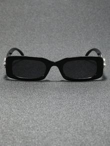 1副男士黑色塑料经典方形全框手工钉十字架奢华水钻优雅美学時尚眼鏡，基础款时尚眼镜，适合日常生活、驾驶、派对、度假、约会、酒吧、外出、骑行、派对配饰 - 彩色 - 查看 2