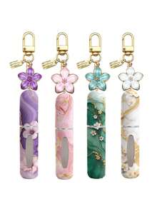 2/4/5个装花卉吊坠香水喷雾瓶，大理石花纹香水瓶带钥匙链，女士斜挎包装饰吊坠，迷你香水喷洒工具，生日礼物，节日礼物，旅行便携5毫升 - 彩色 - 查看 21