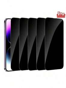 5pcs Anti-Spy Phone Screen Protection Privacy Tempered Film Compatible With Apple Phone 6/6s,7/8/Plus,X/Xs/XS Max,11/11pro/11 Pro Max,12mini/12/12 Pro/12 Pro Max,13/13mini/13 Pro/13 Pro Max,14/14 Plus/14 Pro/14 Pro Max,15/15Plus/15Pro/15Promax, 16/16e - Black - View 21
