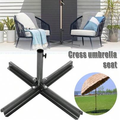 Cross Frame Parasol Base Metal Stand For Umbrella Outdoor Garden Patio (Cross Frame Stand)