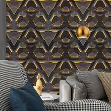 1 Roll Brown Geometric Peel And Stick Wallpaper, Tech-Inspired Style With Waterproof And Dirt-Resistant Self-Adhesive Vinyl, Ideal For Wall Decor And Wall Art In Living Room, Bedroom, Office Decor, Home Decor - Brown - View 5